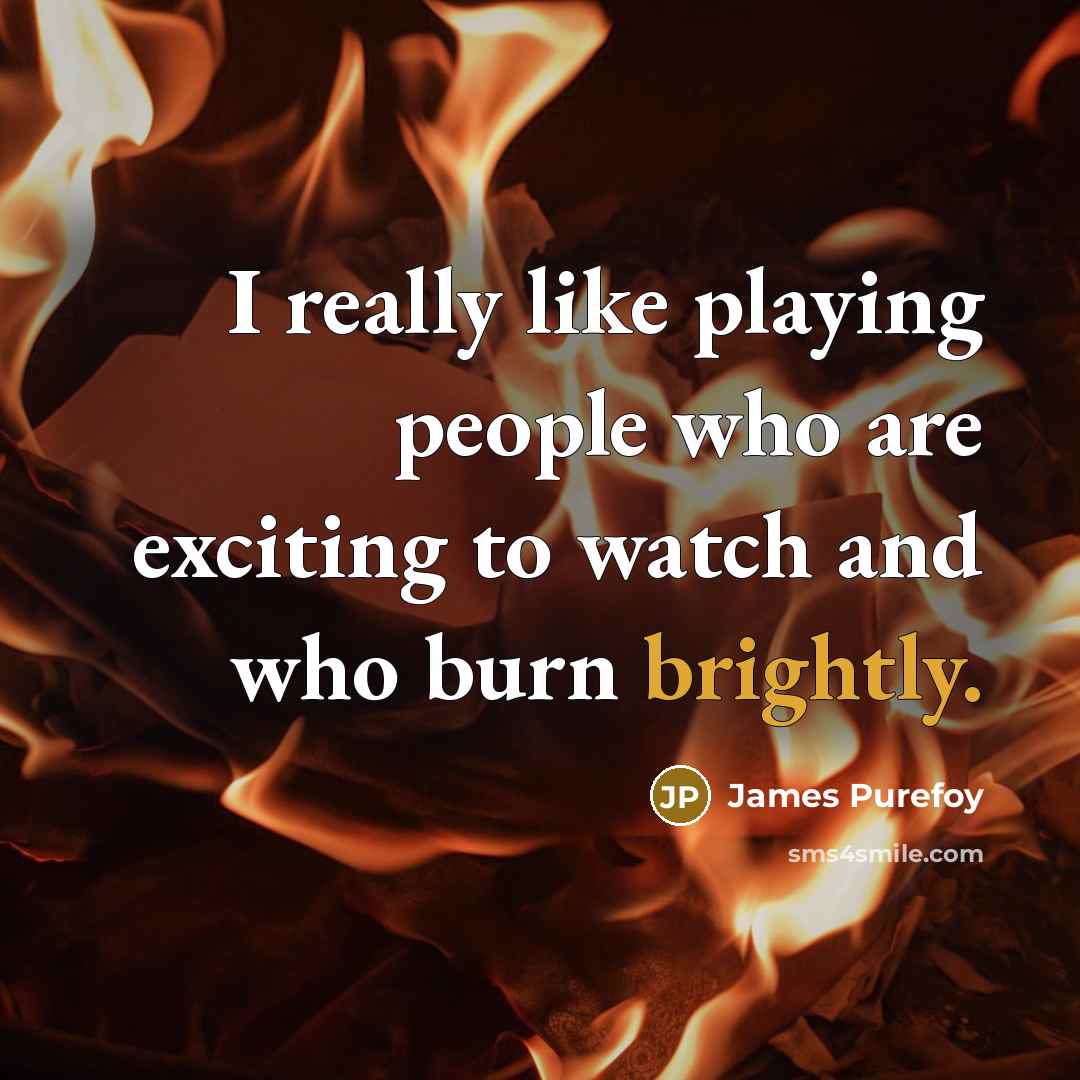 “I really like playing people who are exciting to watch and who burn brightly.” quote by James Purefoy