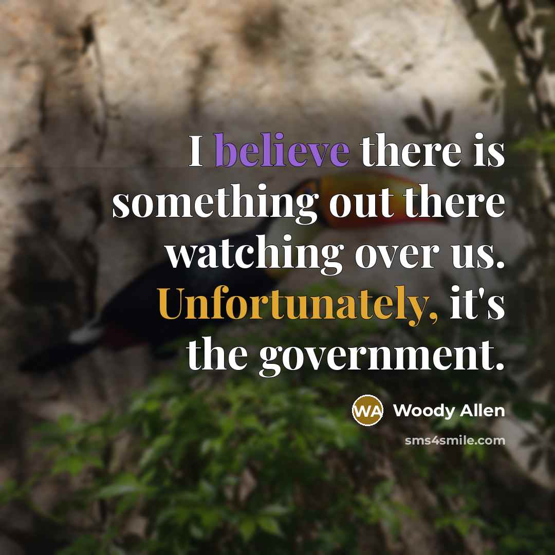 “I believe there is something out there watching over us. Unfortunately, it's the government.” quote by Woody Allen