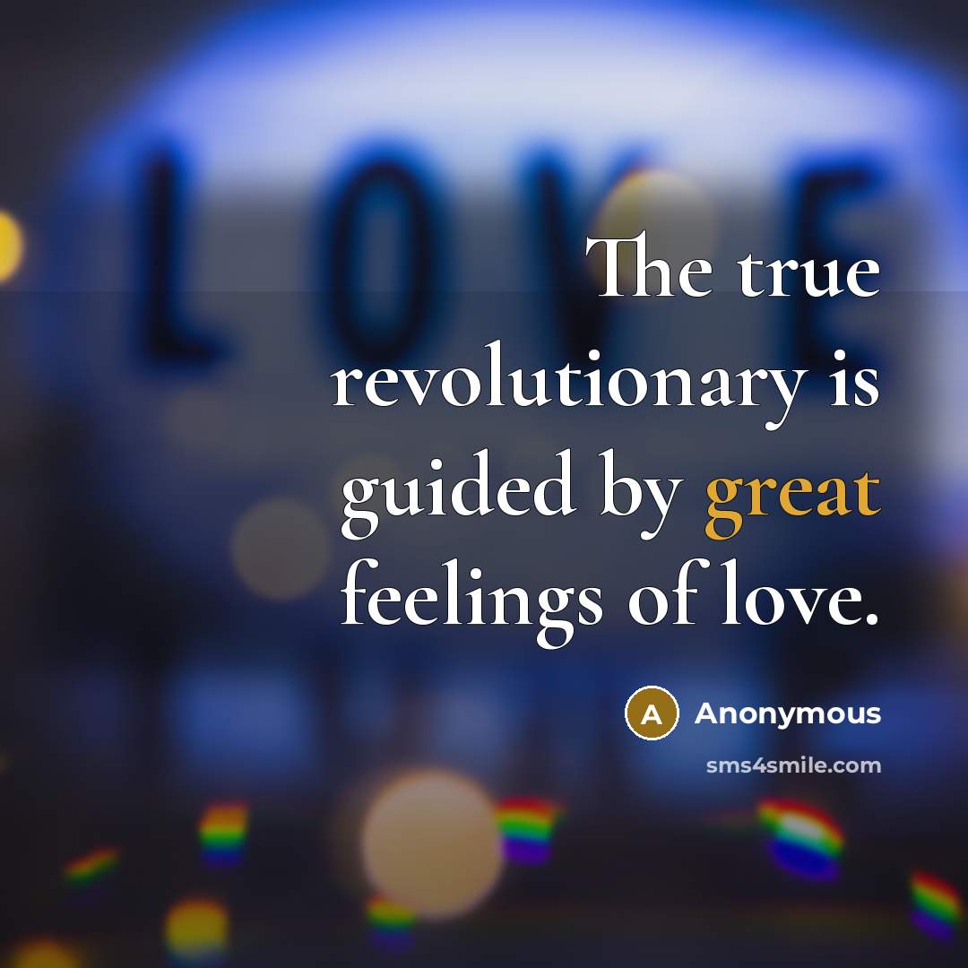 “The true revolutionary is guided by great feelings of love.” quote by Anonymous