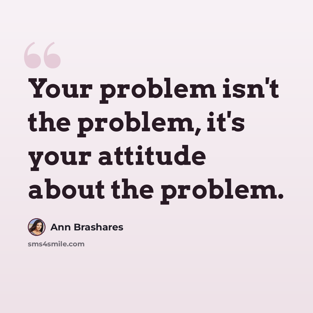 “Your problem isn't the problem, it's your attitude about the problem.” quote by Ann Brashares