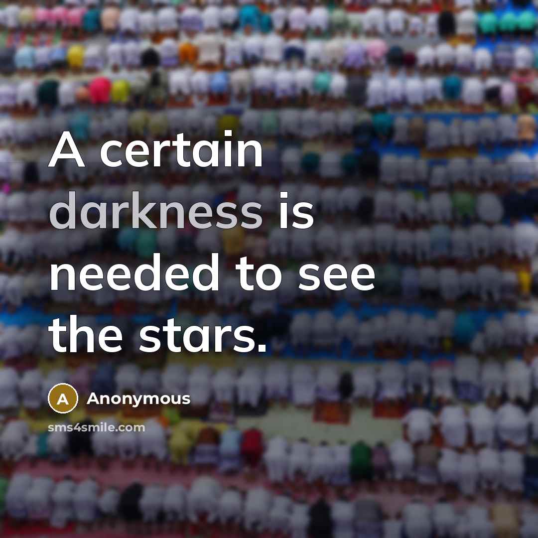 “A certain darkness is needed to see the stars.” quote by Anonymous