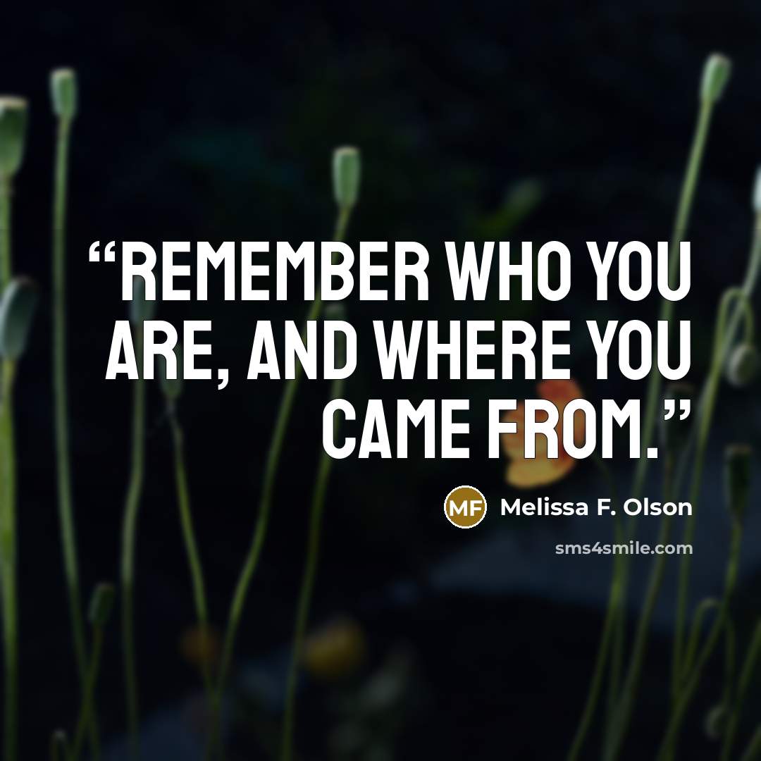 “Remember who you are, and where you came from.” quote by Melissa F. Olson
