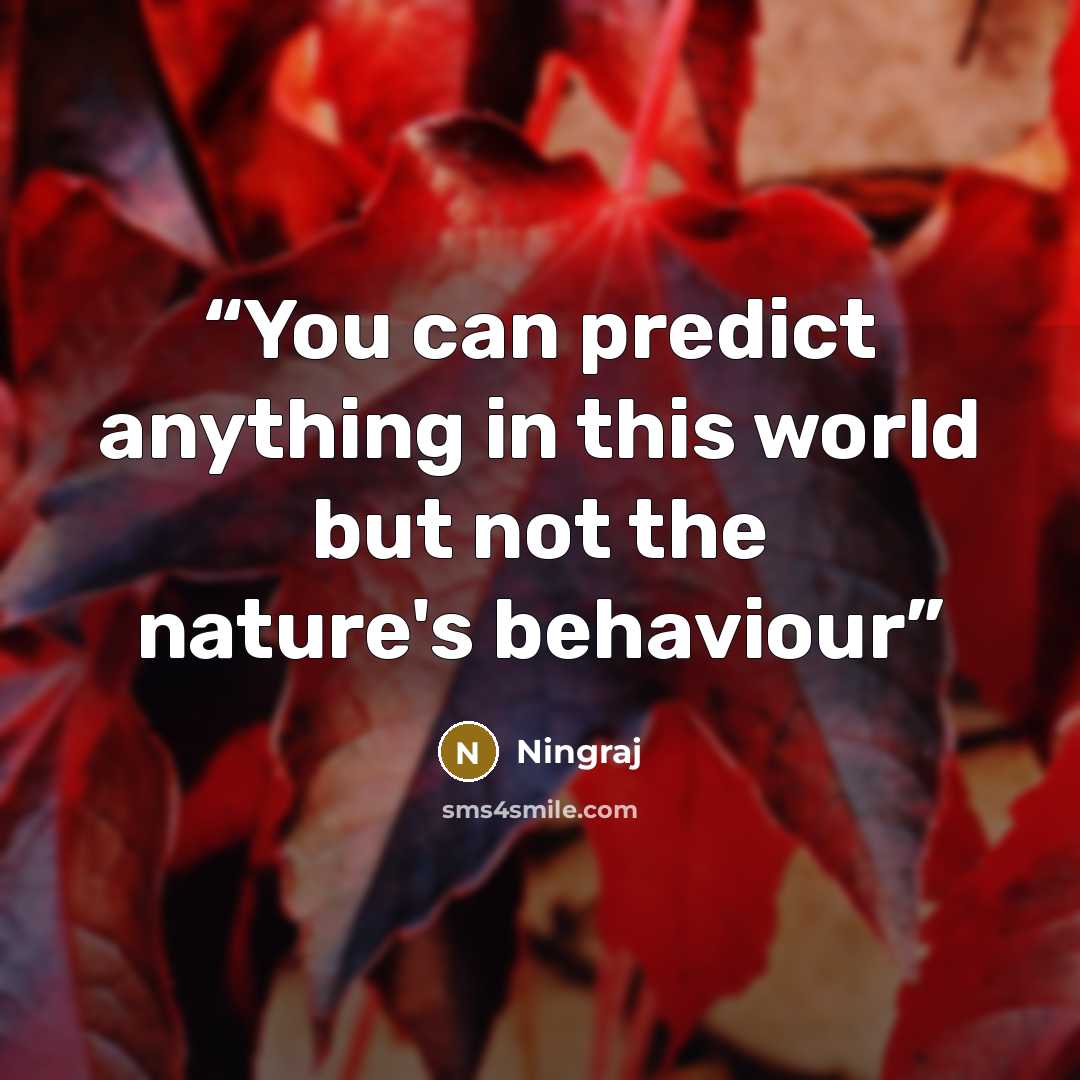 “You can predict anything in this world but not the nature's behaviour” quote by Ningraj