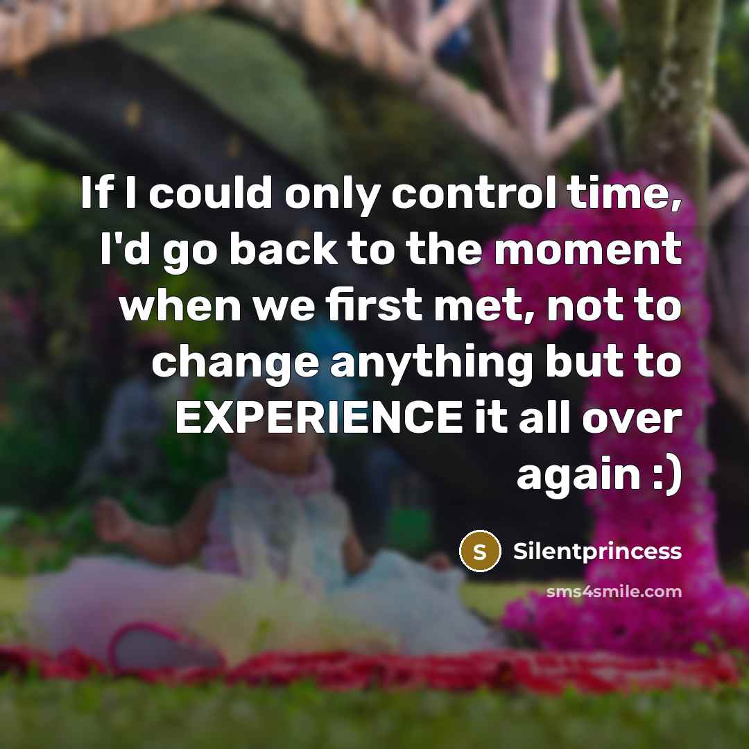 “If I could only control time, I'd go back to the moment when we first met, not to change anything but to EXPERIENCE it all over again :)” quote by Silentprincess