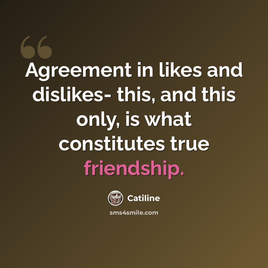“Agreement in likes and dislikes- this, and this only, is what constitutes true friendship.” quote by Catiline