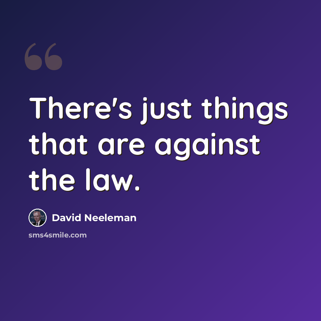 “There's just things that are against the law.” quote by David Neeleman