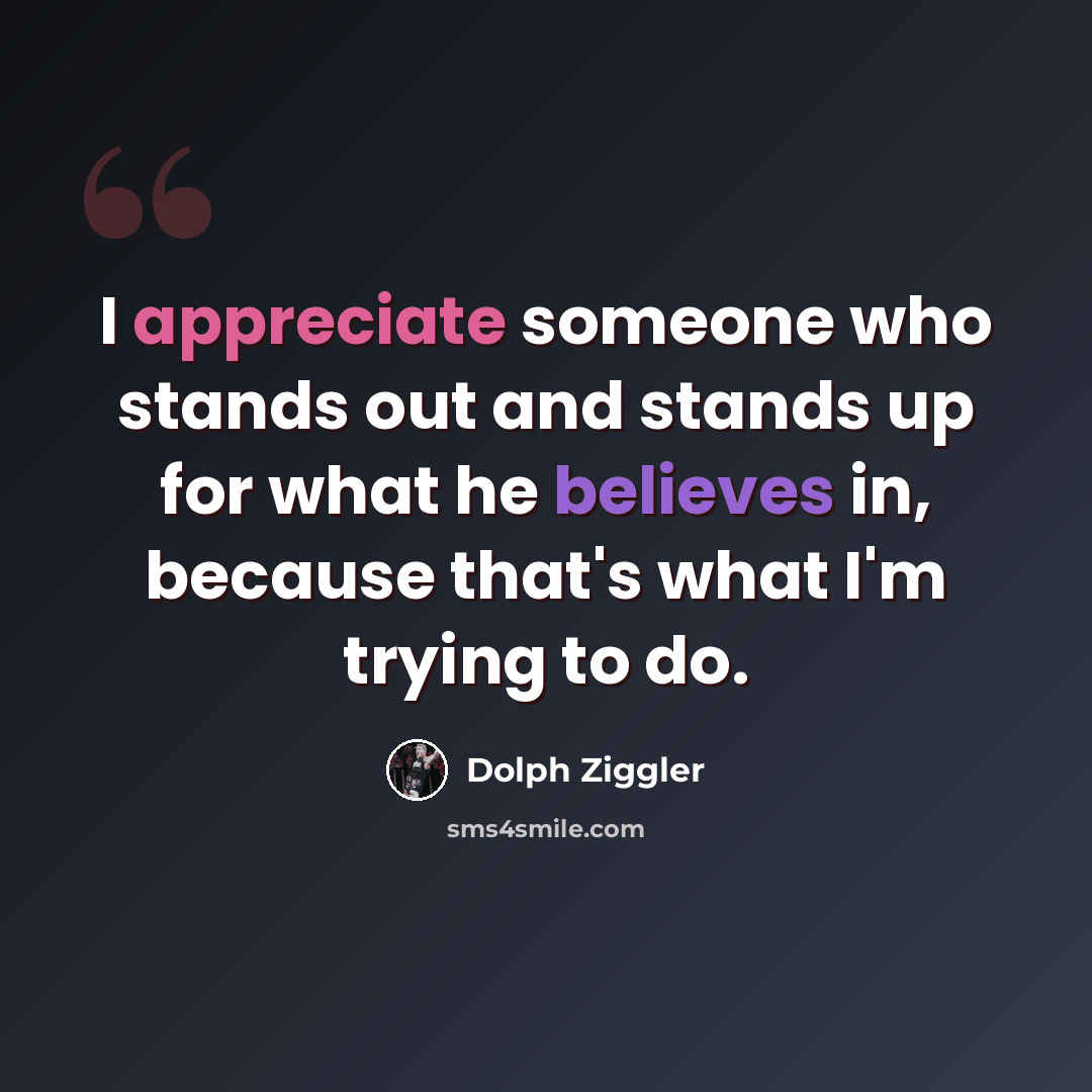 “I appreciate someone who stands out and stands up for what he believes in, because that's what I'm trying to do.” quote by Dolph Ziggler