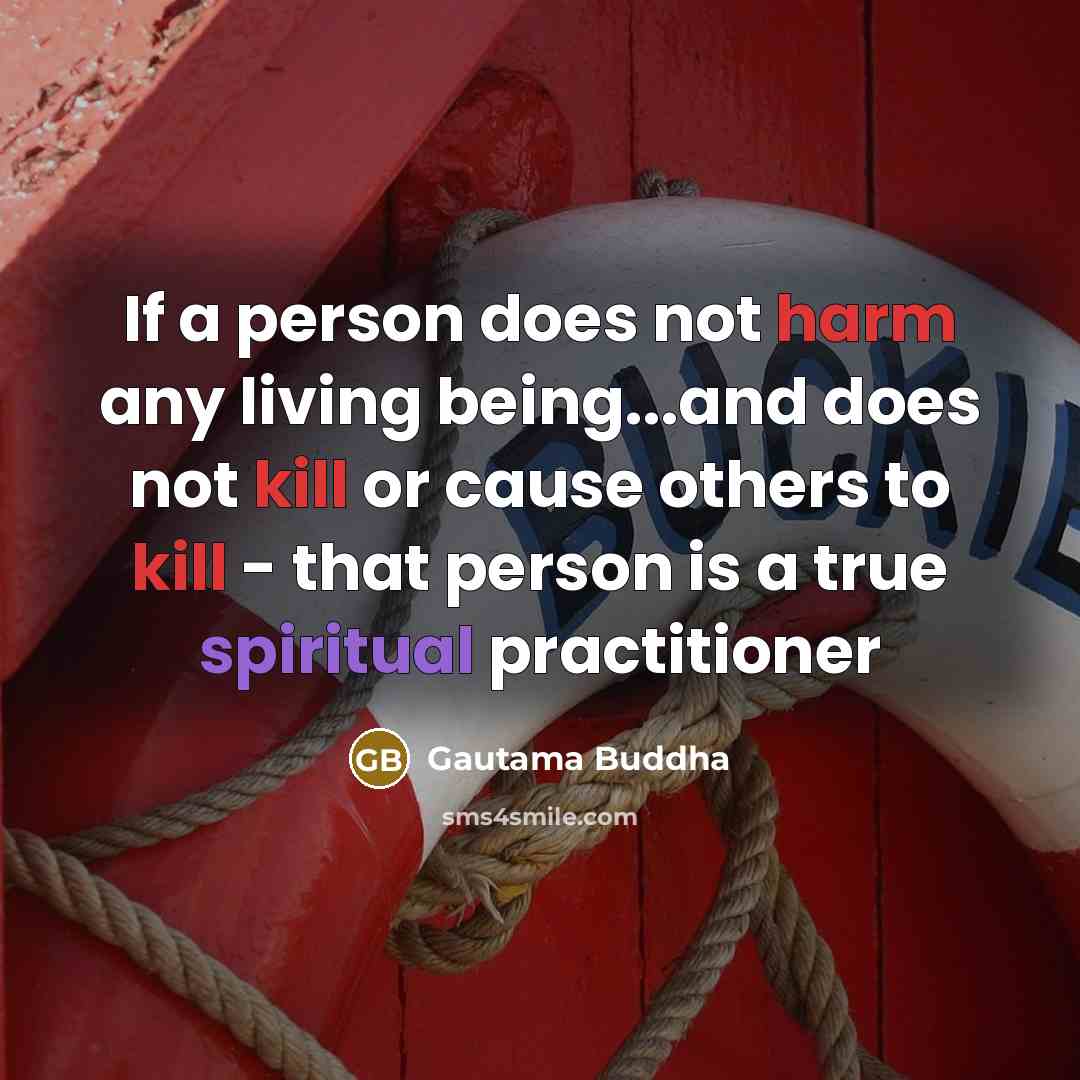 “If a person does not harm any living being...and does not kill or cause others to kill - that person is a true spiritual practitioner” quote by Gautama Buddha