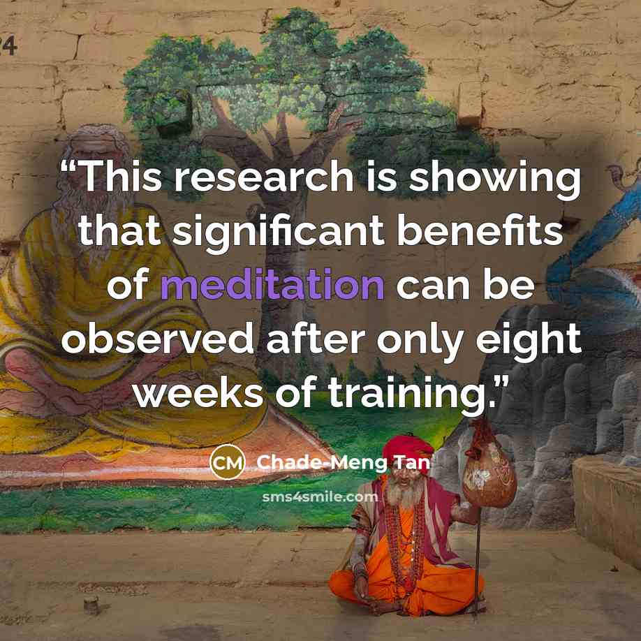 “This research is showing that significant benefits of meditation can be observed after only eight weeks of training.” quote by Chade-Meng Tan
