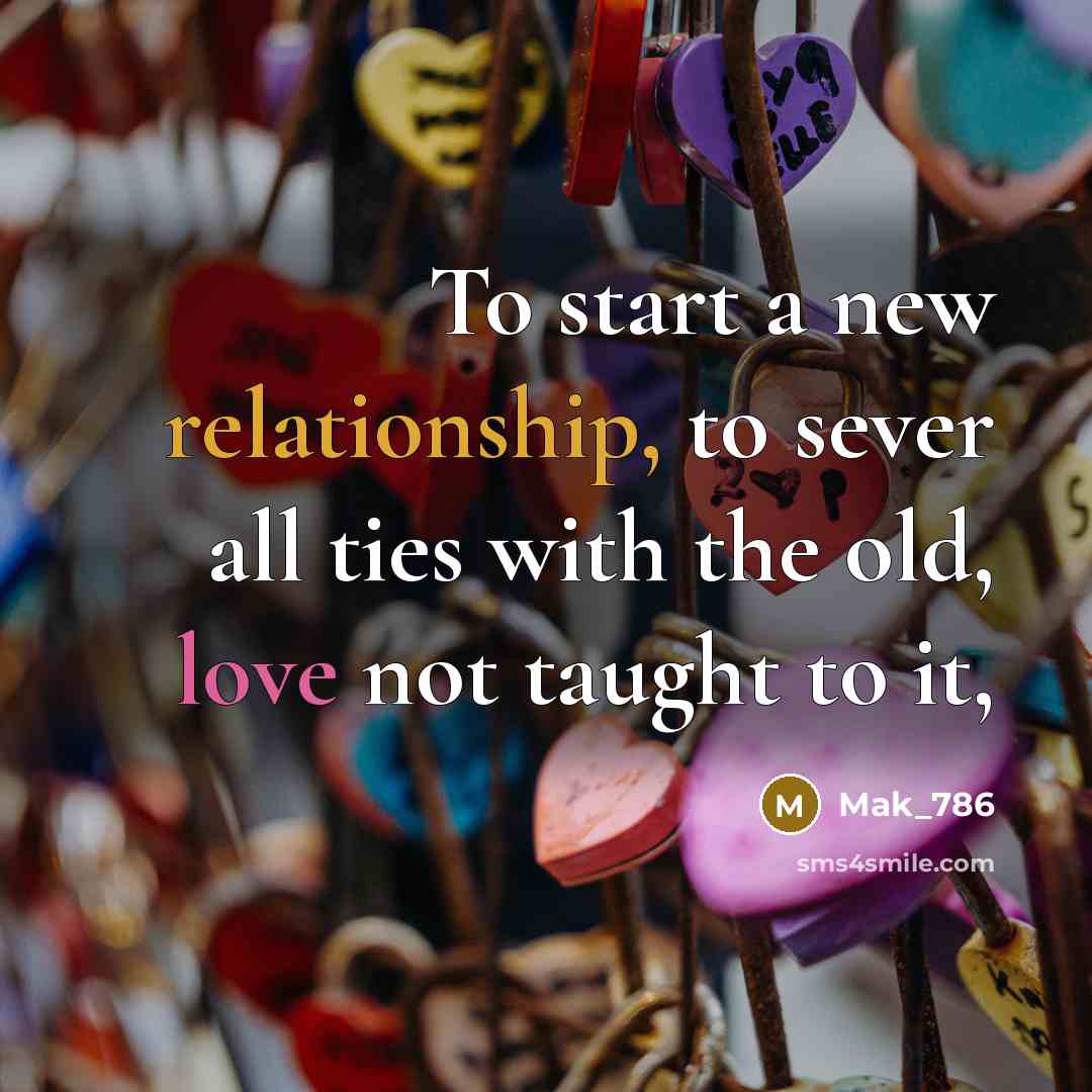 “To start a new relationship, to sever all ties with the old, love not taught to it,” quote by Mak_786
