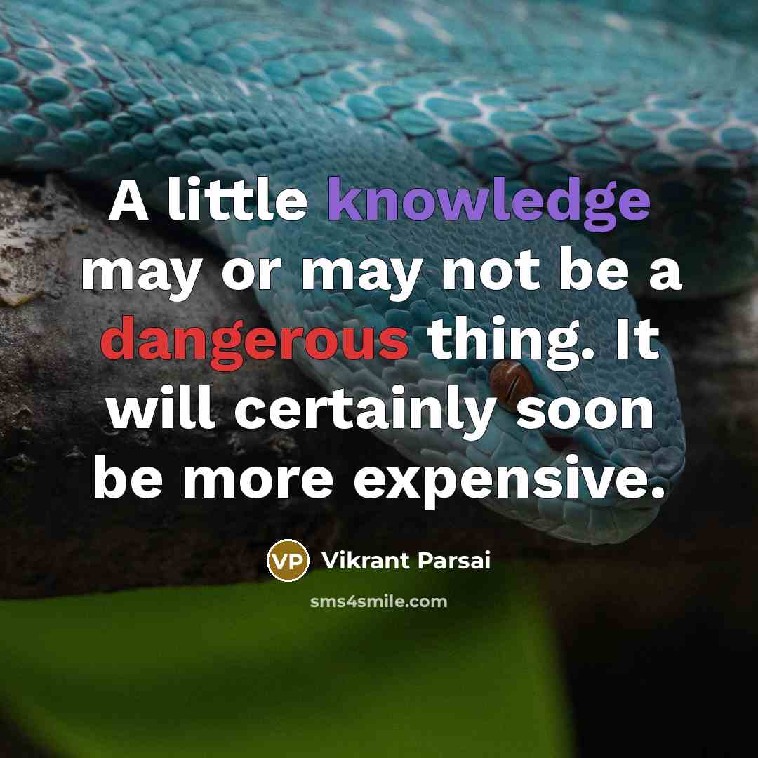 “A little knowledge may or may not be a dangerous thing. It will certainly soon be more expensive.” quote by Vikrant Parsai