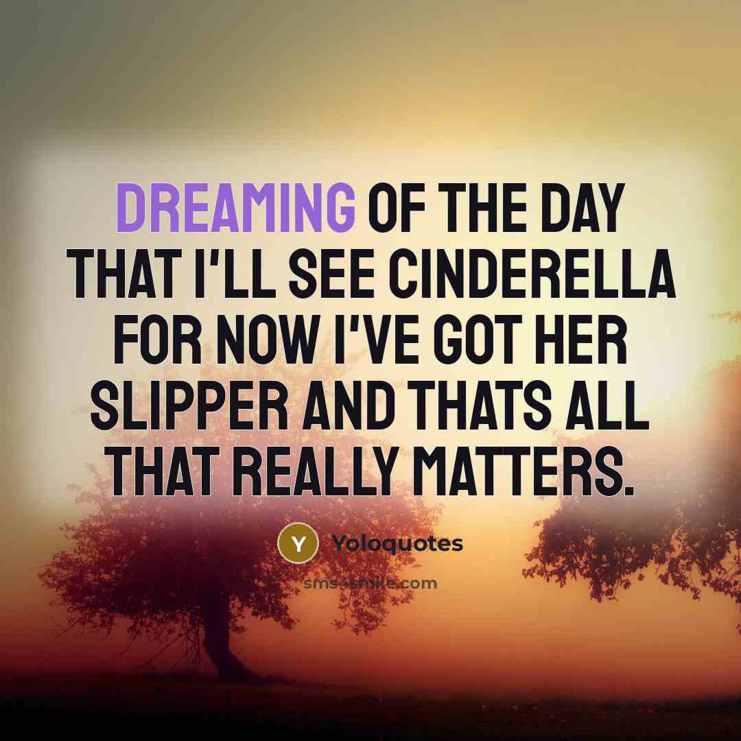 “Dreaming of the day that I'll see Cinderella for now i've got her slipper and thats all that really matters.” quote by Yoloquotes