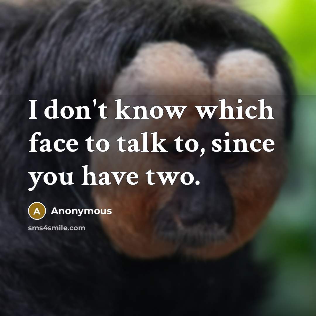 “I don't know which face to talk to, since you have two.” quote by Anonymous