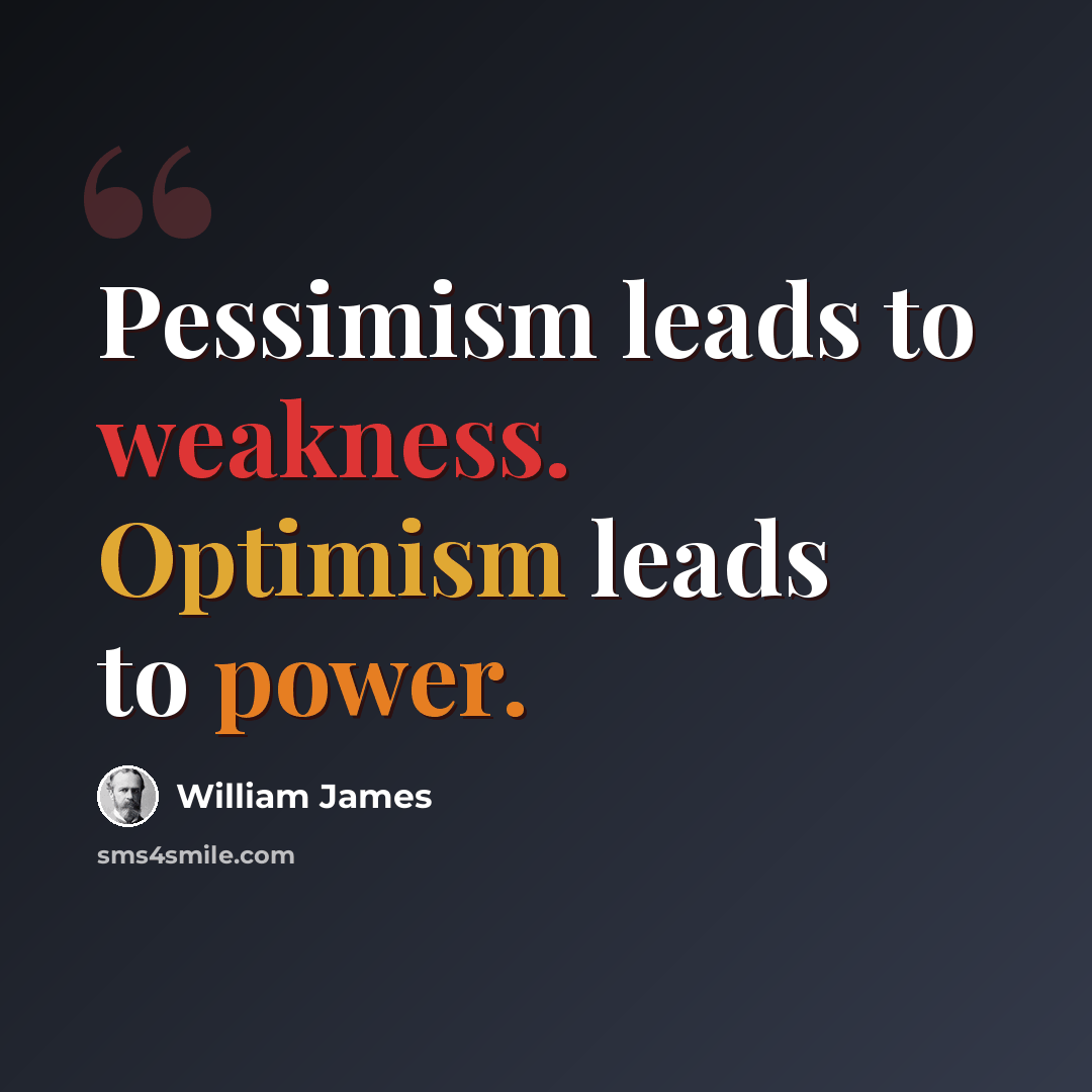 “Pessimism leads to weakness. Optimism leads to power.” quote by William James