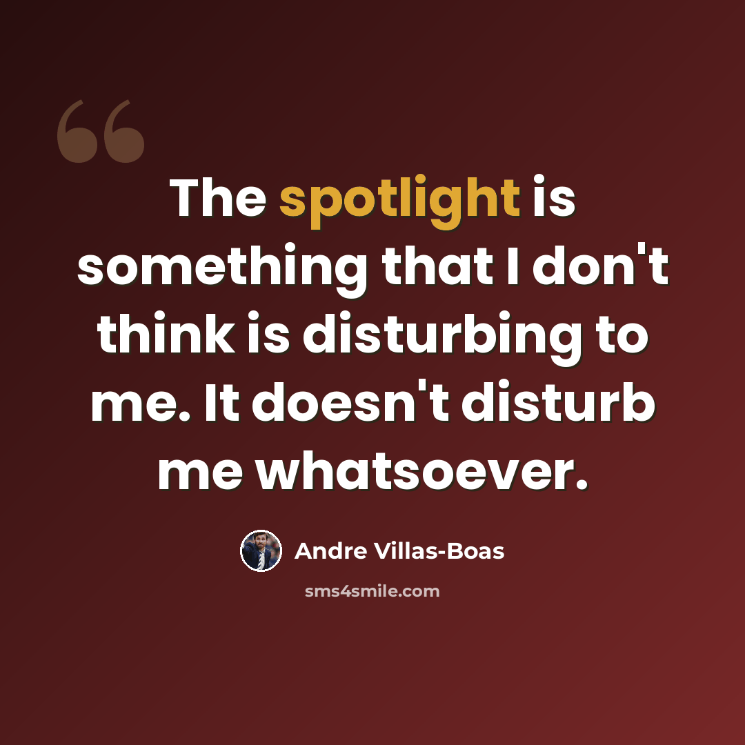 “The spotlight is something that I don't think is disturbing to me. It doesn't disturb me whatsoever.” quote by Andre Villas-Boas