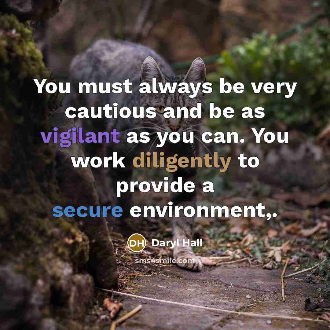“You must always be very cautious and be as vigilant as you can. You work diligently to provide a secure environment,.” quote by Daryl Hall