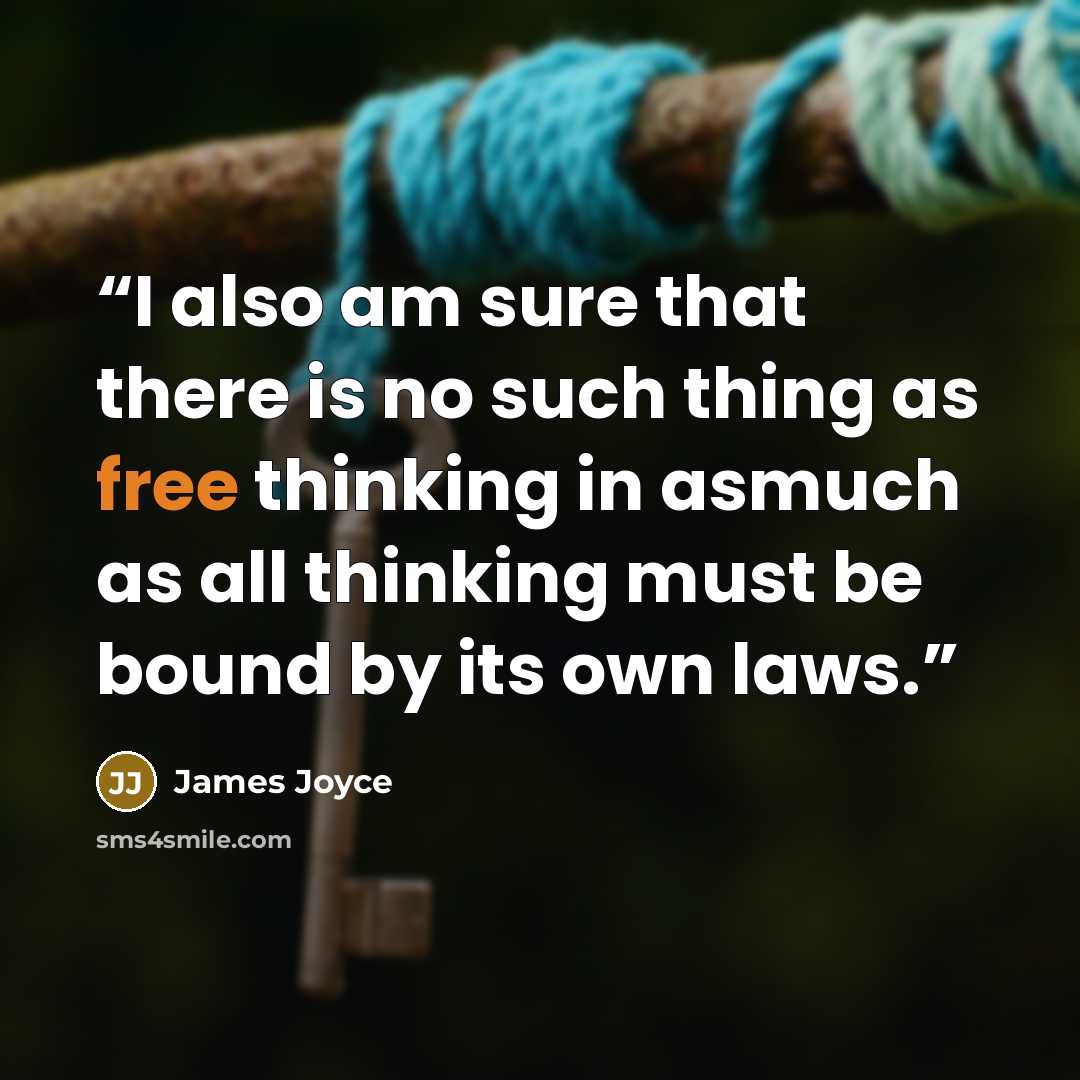 “I also am sure that there is no such thing as free thinking in asmuch as all thinking must be bound by its own laws.” quote by James Joyce