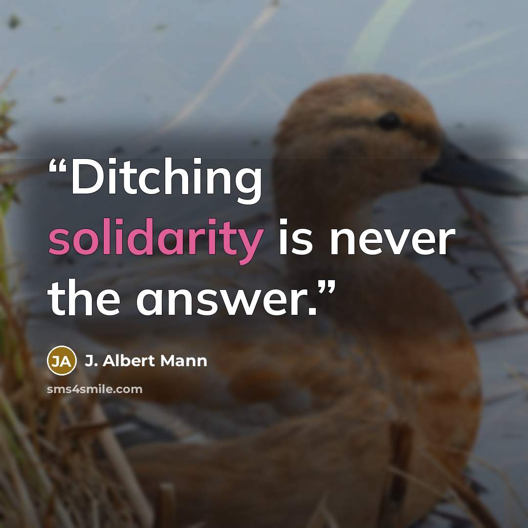 “Ditching solidarity is never the answer.” quote by J. Albert Mann