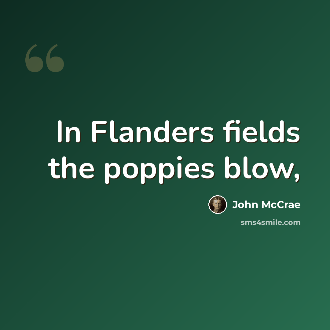 “In Flanders fields the poppies blow,” quote by John McCrae