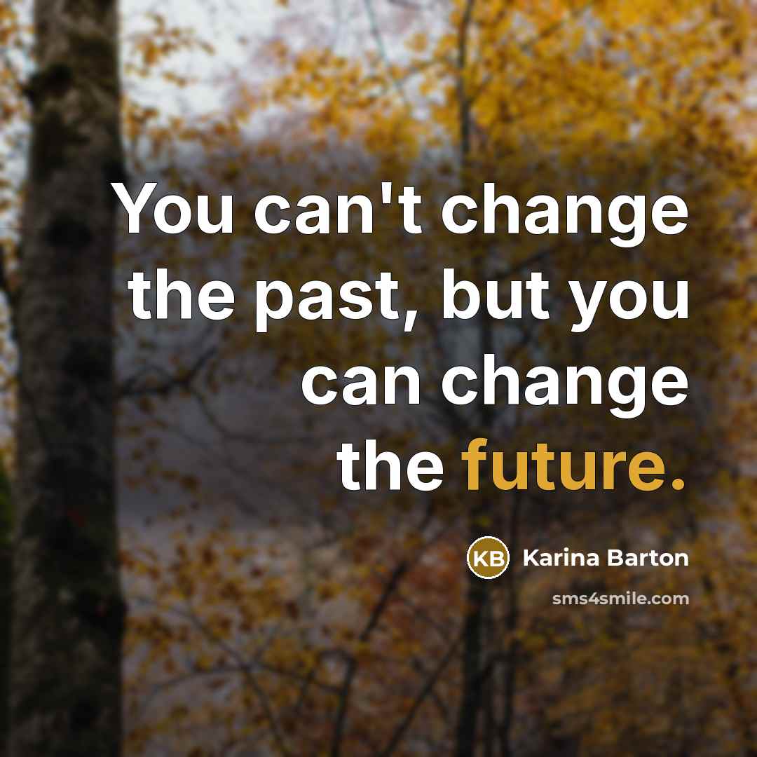 “You can't change the past, but you can change the future.” quote by Karina Barton