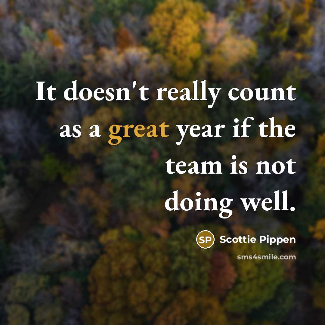 “It doesn't really count as a great year if the team is not doing well.” quote by Scottie Pippen