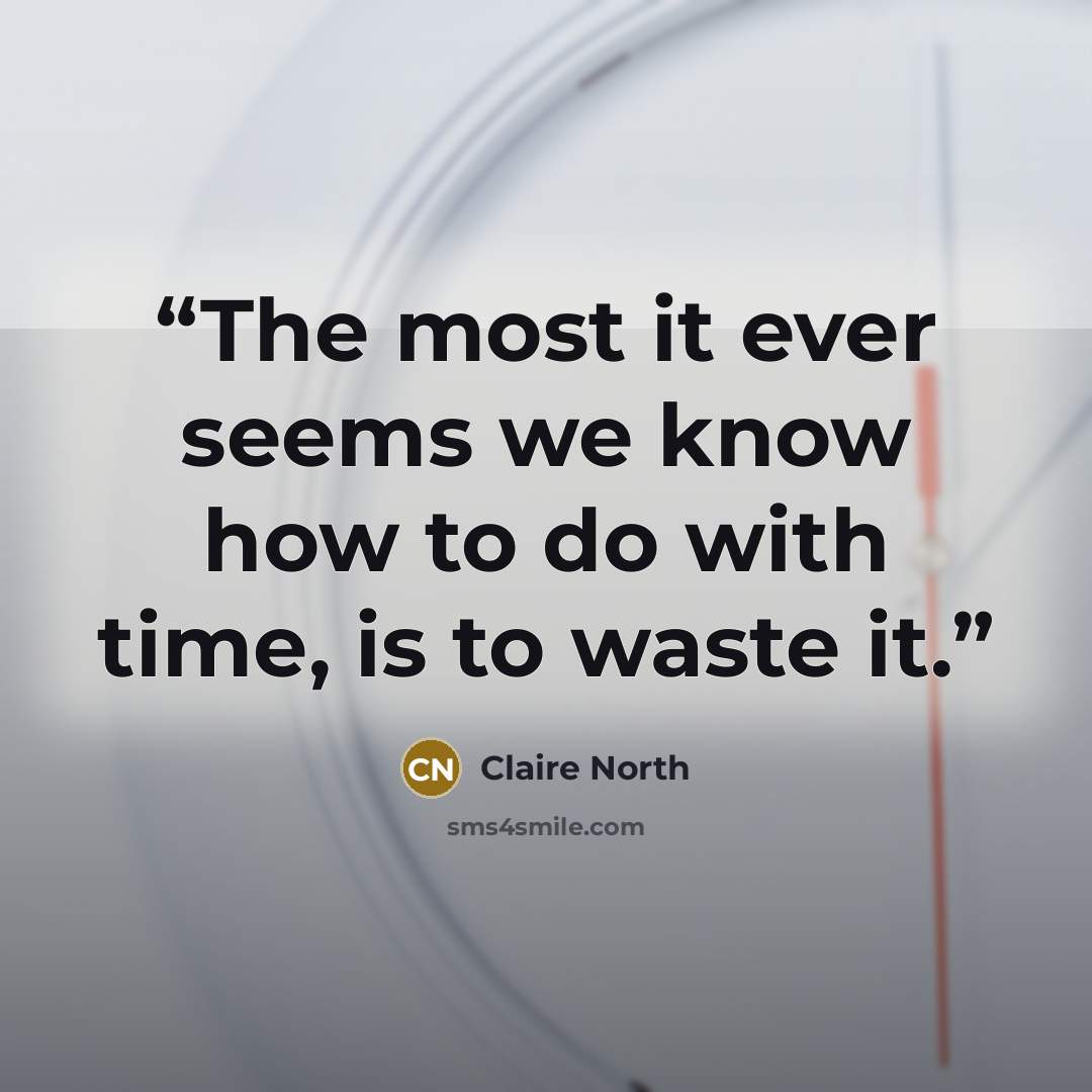 “The most it ever seems we know how to do with time, is to waste it.” quote by Claire North