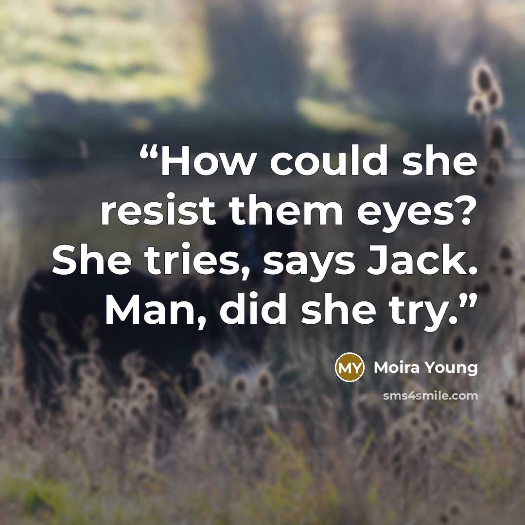 “How could she resist them eyes? She tries, says Jack. Man, did she try.” quote by Moira Young