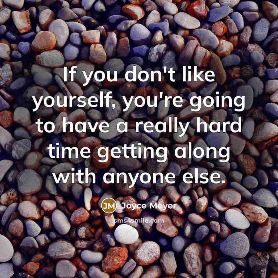 “If you don't like yourself, you're going to have a really hard time getting along with anyone else.” quote by Joyce Meyer
