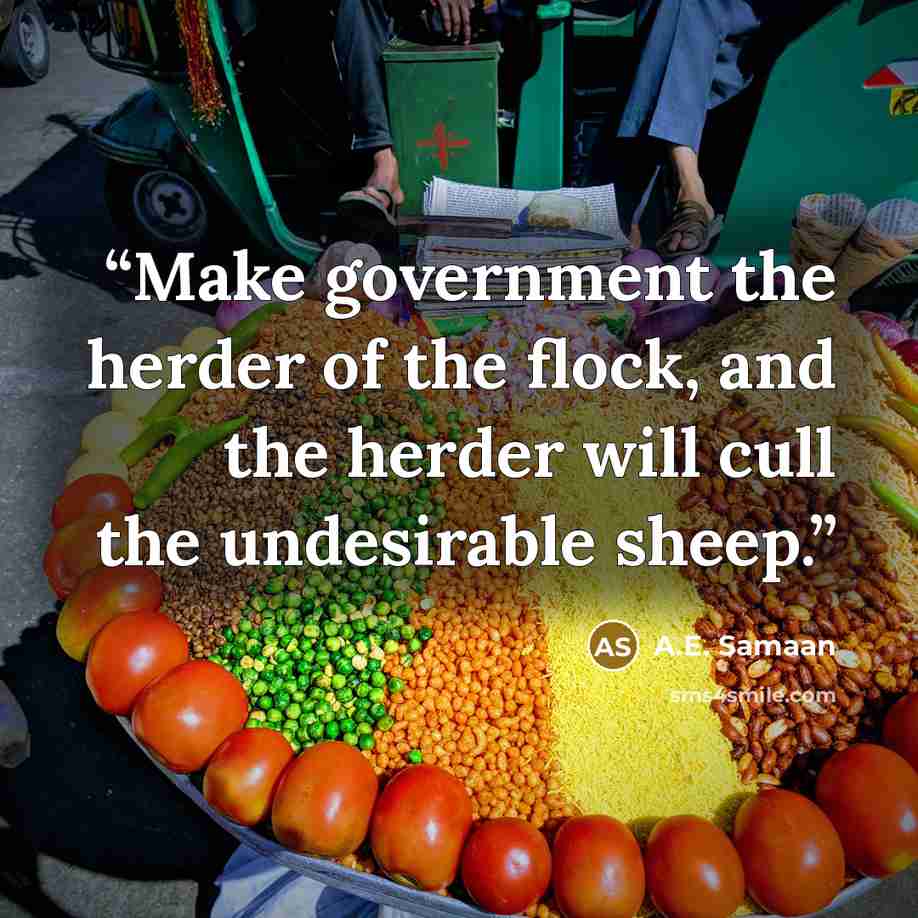 “Make government the herder of the flock, and the herder will cull the undesirable sheep.” quote by A.E. Samaan