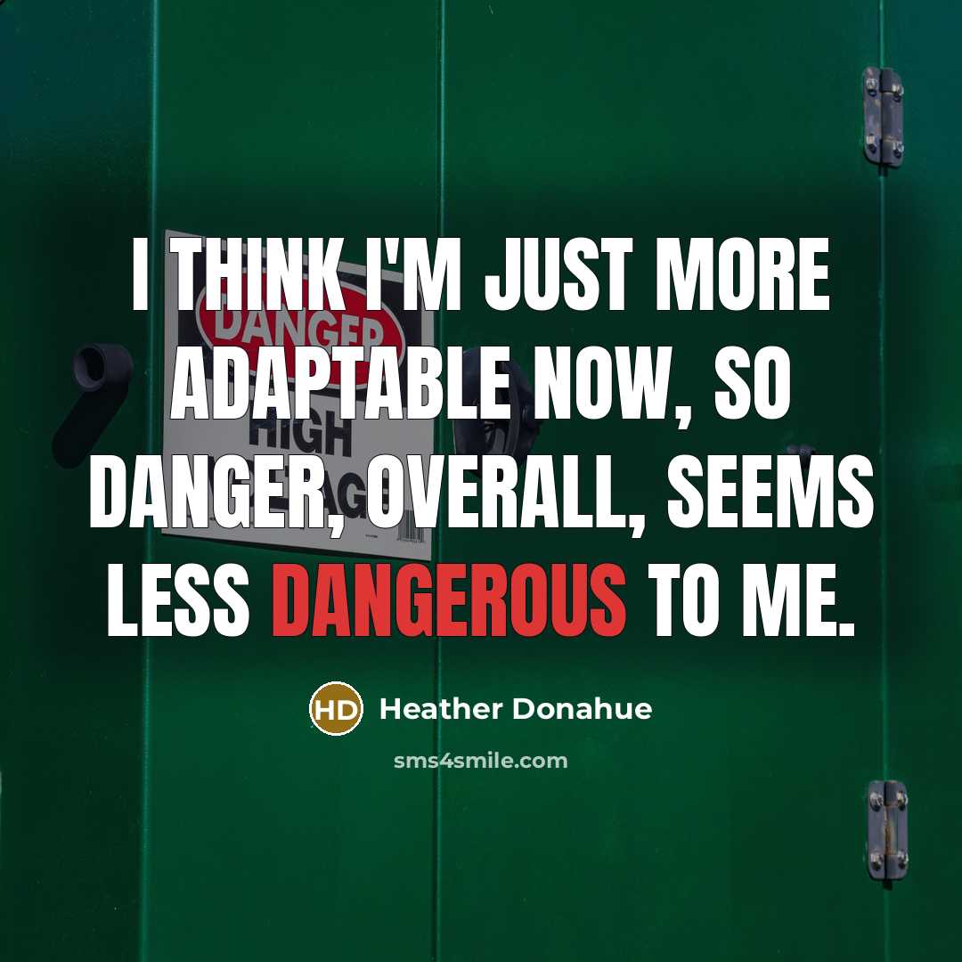 “I think I'm just more adaptable now, so danger, overall, seems less dangerous to me.” quote by Heather Donahue