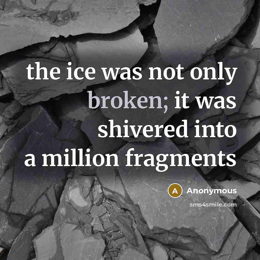 “the ice was not only broken; it was shivered into a million fragments” quote by Anonymous