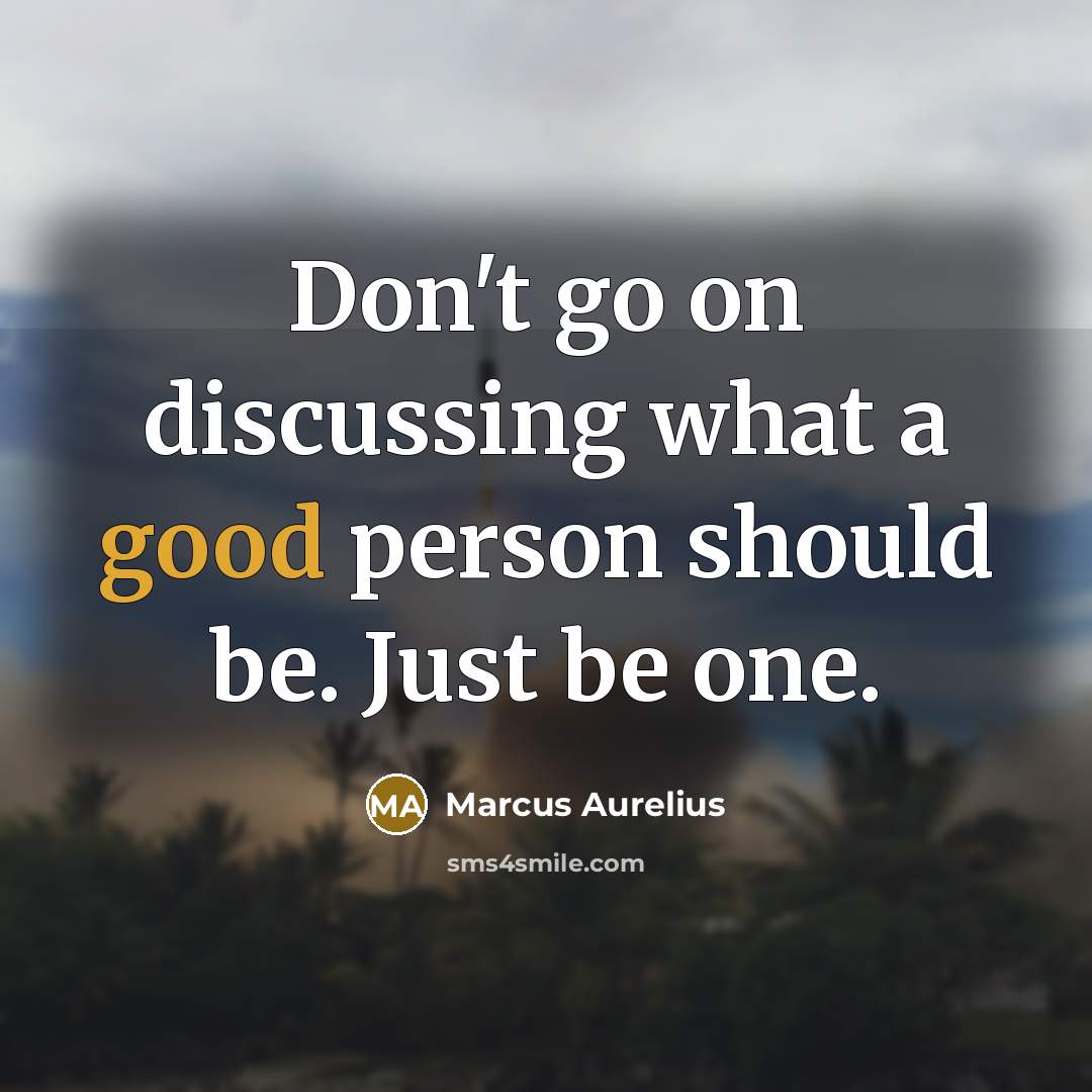 “Don't go on discussing what a good person should be. Just be one.” quote by Marcus Aurelius