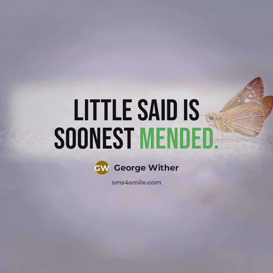 “Little said is soonest mended.” quote by George Wither