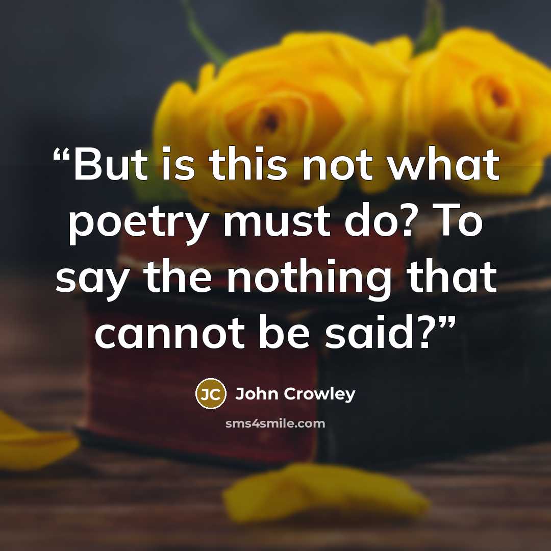 “But is this not what poetry must do? To say the nothing that cannot be said?” quote by John Crowley