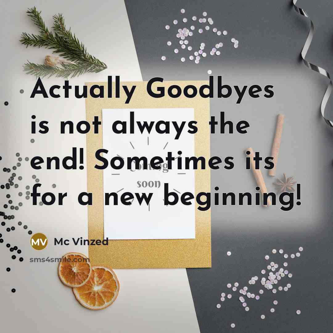 “Actually Goodbyes is not always the end! Sometimes its for a new beginning!” quote by Mc Vinzed