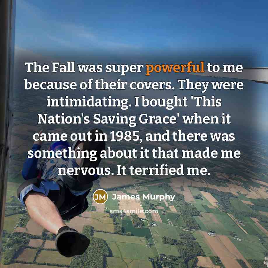 “The Fall was super powerful to me because of their covers. They were intimidating. I bought 'This Nation's Saving Grace' when it came out in 1985, and there was something about it that made me nervous. It terrified me.” quote by James Murphy
