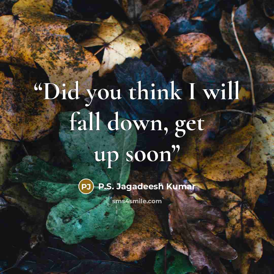 “Did you think I will fall down, get up soon” quote by P.S. Jagadeesh Kumar