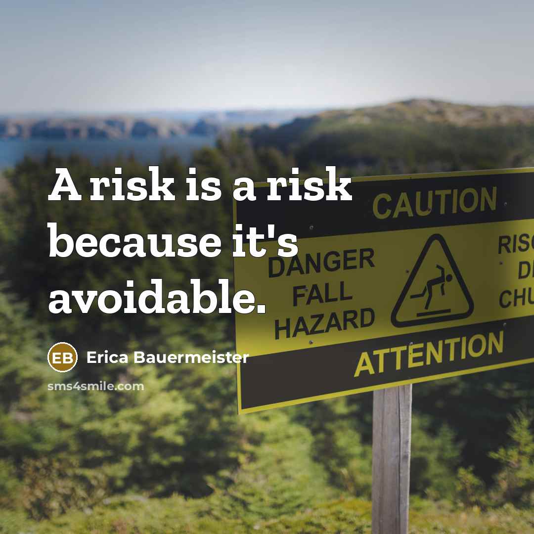 “A risk is a risk because it's avoidable.” quote by Erica Bauermeister