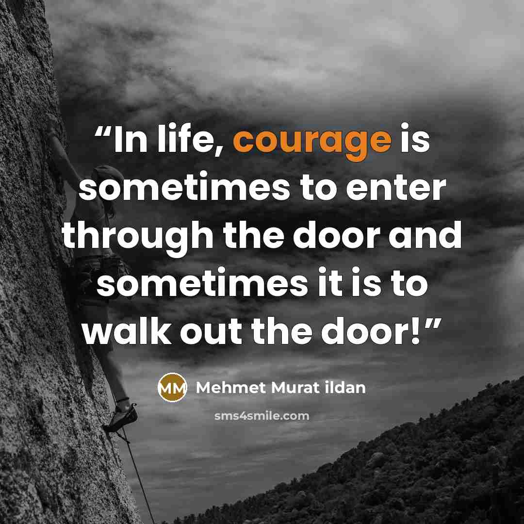 “In life, courage is sometimes to enter through the door and sometimes it is to walk out the door!” quote by Mehmet Murat ildan