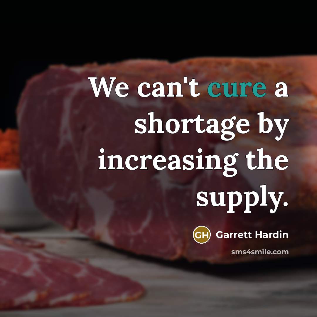 “We can't cure a shortage by increasing the supply.” quote by Garrett Hardin