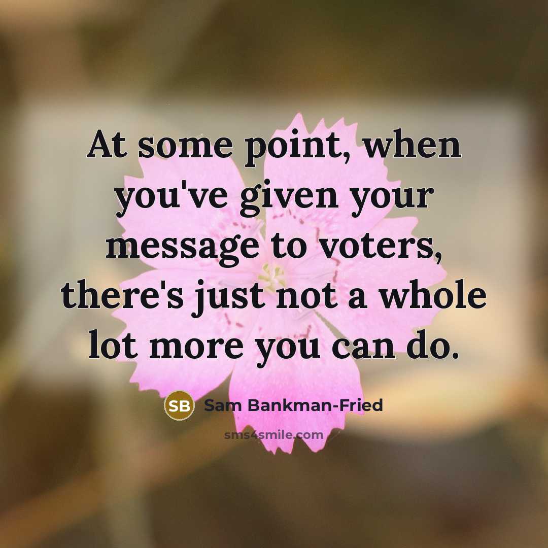“At some point, when you've given your message to voters, there's just not a whole lot more you can do.” quote by Sam Bankman-Fried