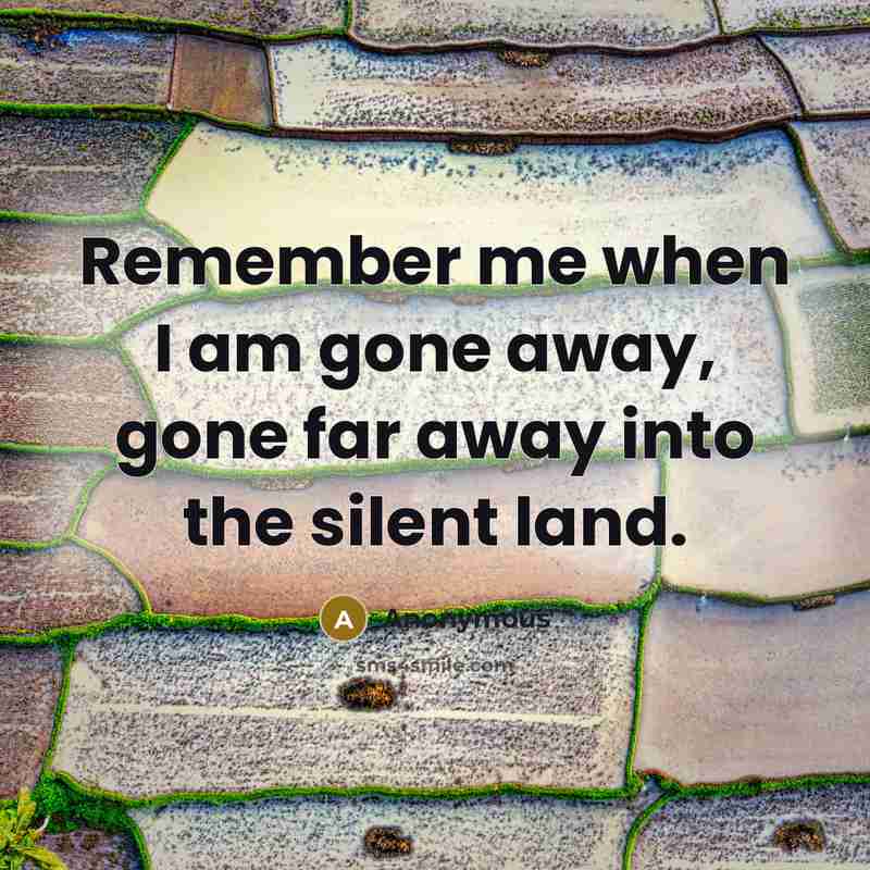 “Remember me when I am gone away, gone far away into the silent land.” quote by Anonymous