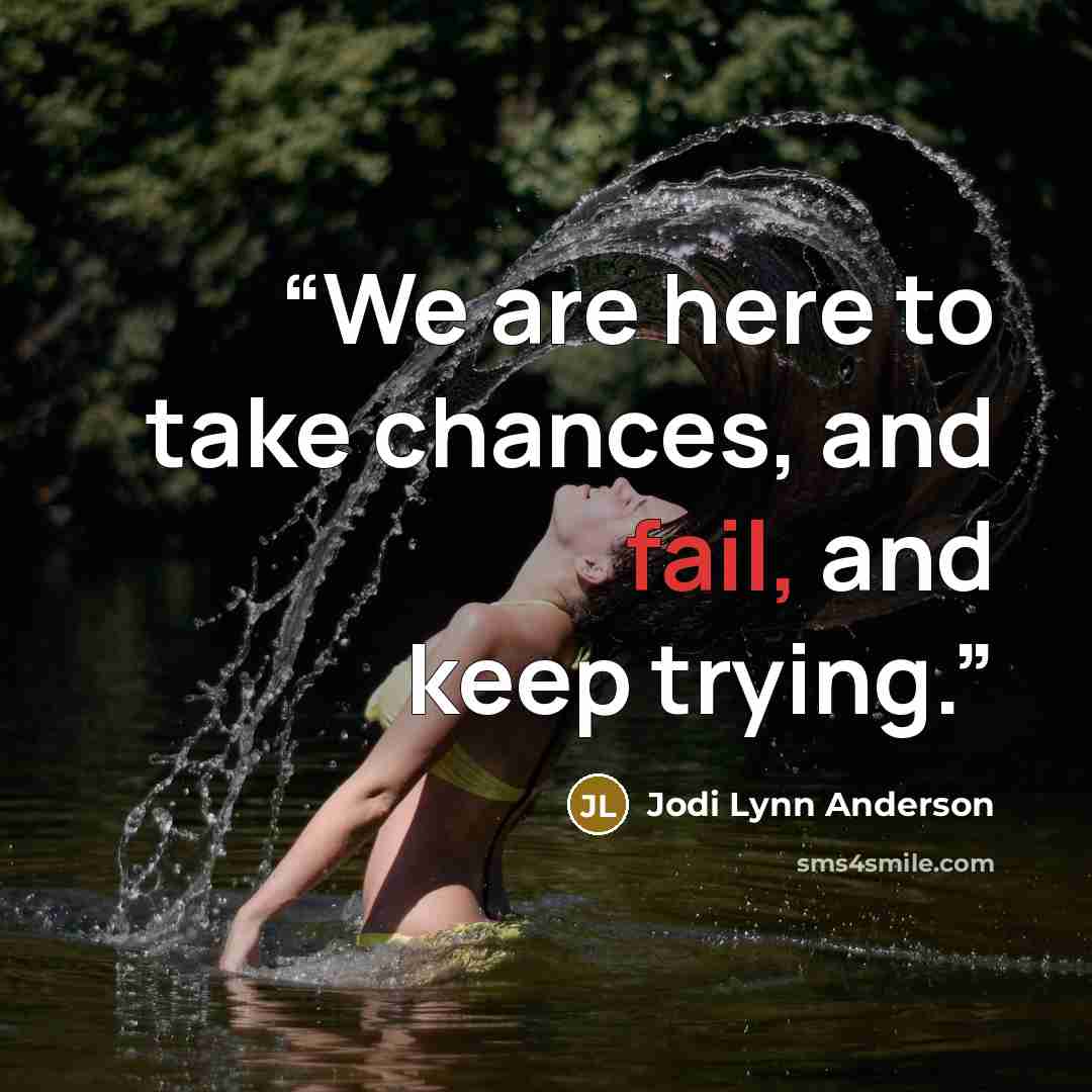 “We are here to take chances, and fail, and keep trying.” quote by Jodi Lynn Anderson