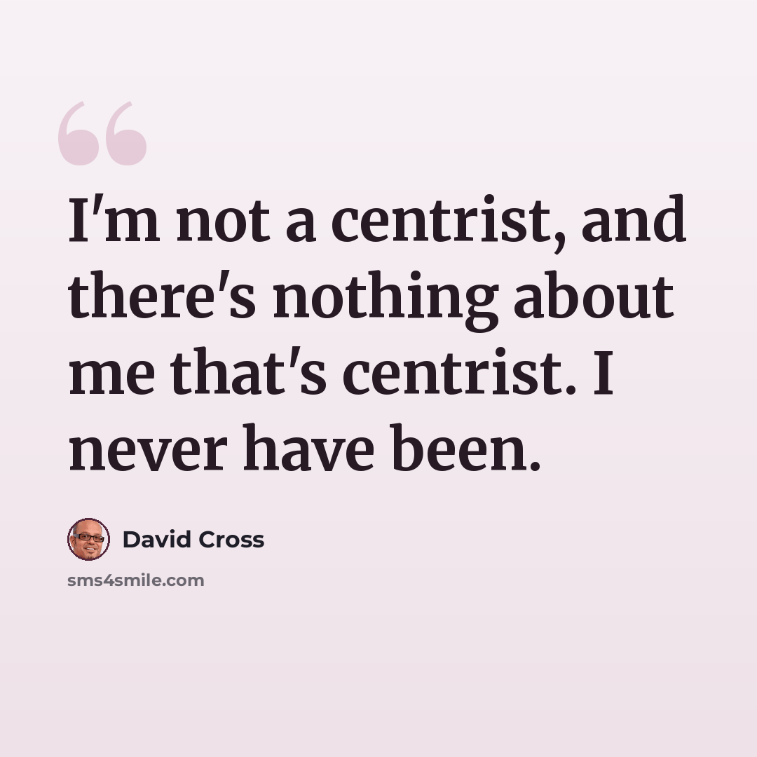 “I'm not a centrist, and there's nothing about me that's centrist. I never have been.” quote by David Cross