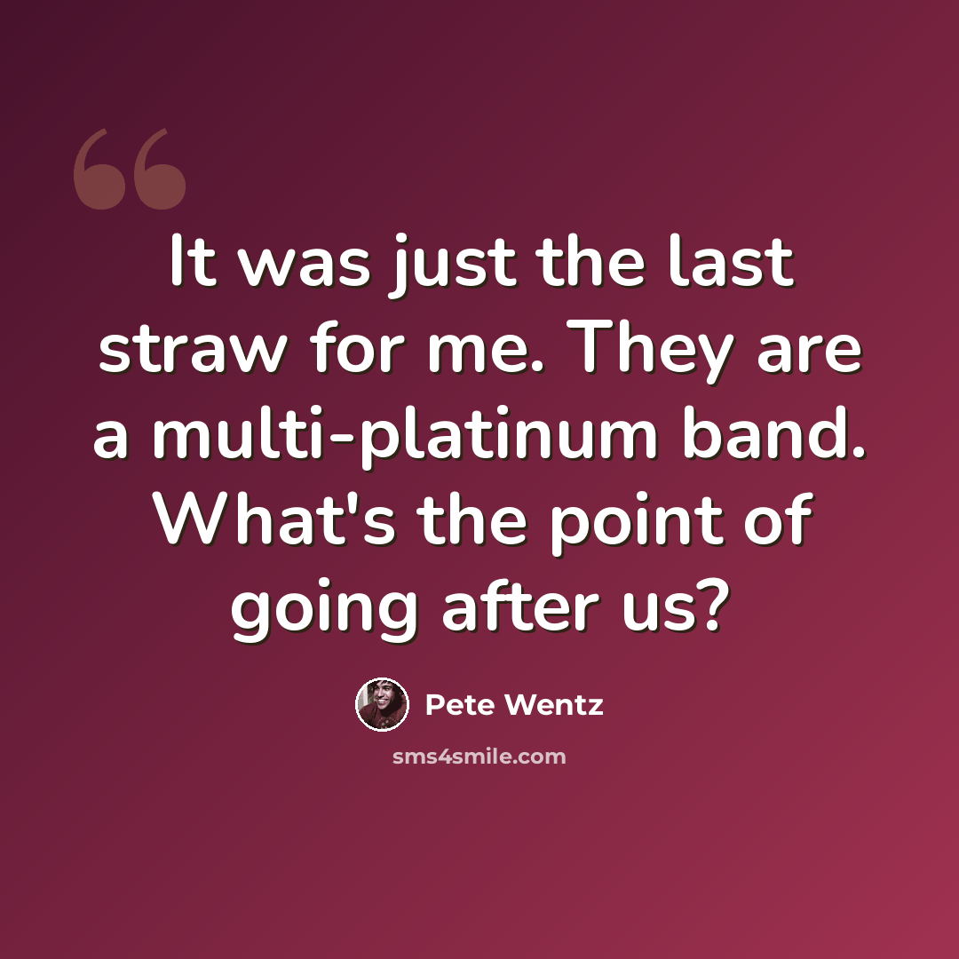 “It was just the last straw for me. They are a multi-platinum band. What's the point of going after us?” quote by Pete Wentz