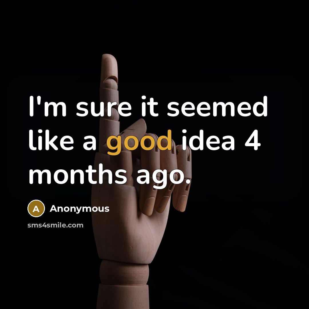 “I'm sure it seemed like a good idea 4 months ago.” quote by Anonymous