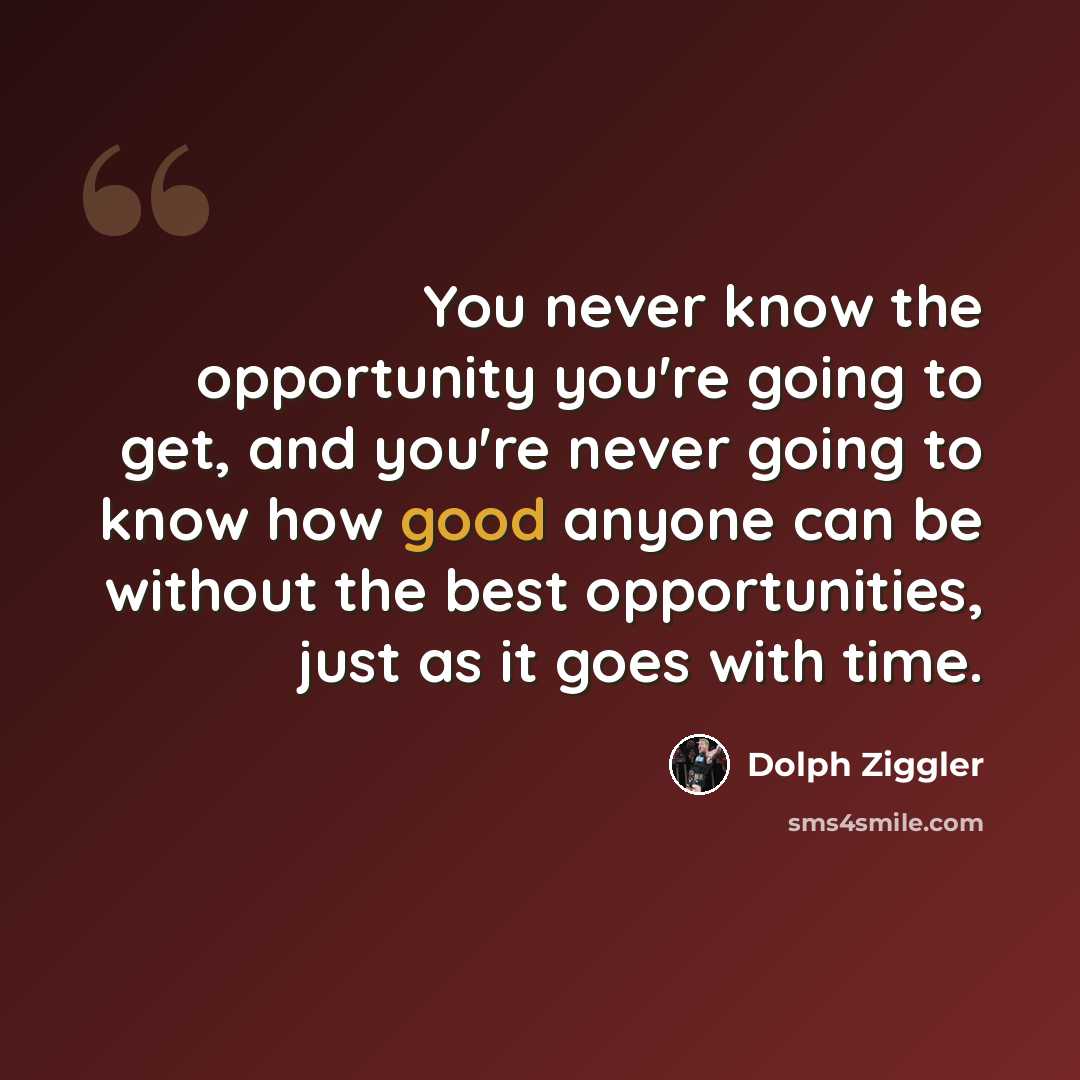 “You never know the opportunity you're going to get, and you're never going to know how good anyone can be without the best opportunities, just as it goes with time.” quote by Dolph Ziggler