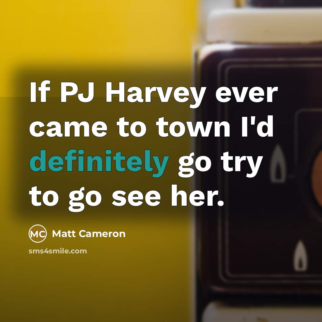 “If PJ Harvey ever came to town I'd definitely go try to go see her.” quote by Matt Cameron