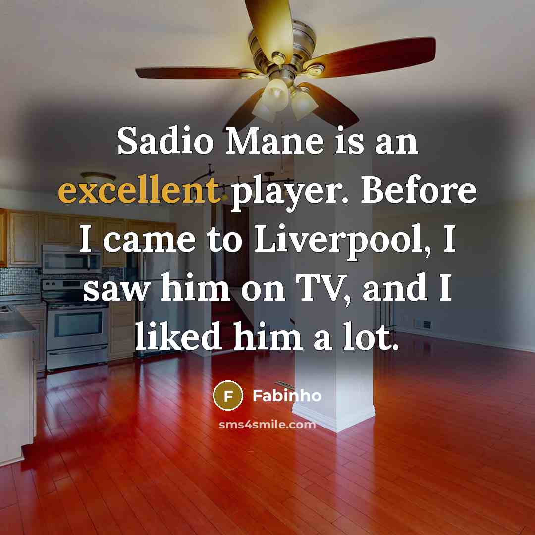 “Sadio Mane is an excellent player. Before I came to Liverpool, I saw him on TV, and I liked him a lot.” quote by Fabinho