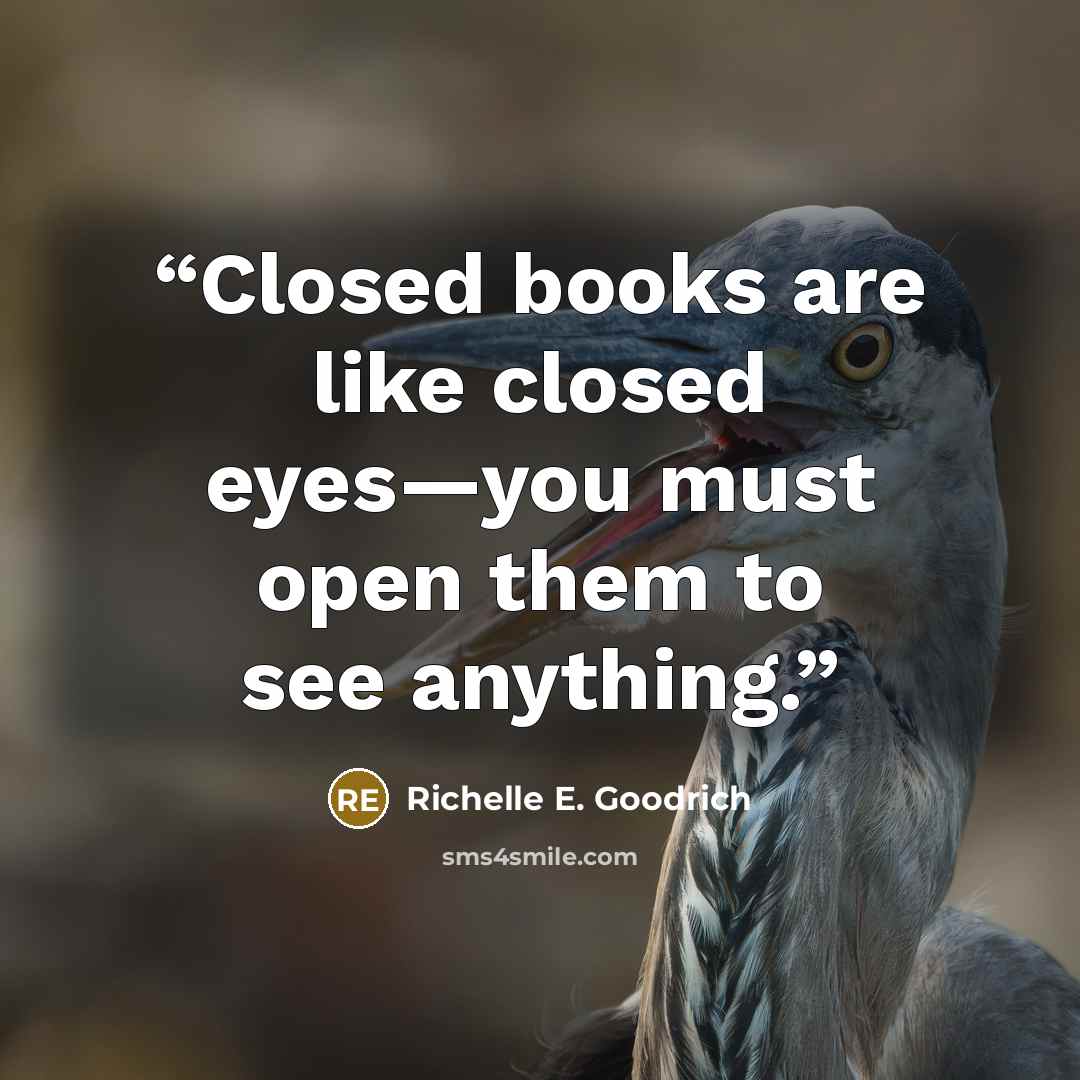 “Closed books are like closed eyes—you must open them to see anything.” quote by Richelle E. Goodrich
